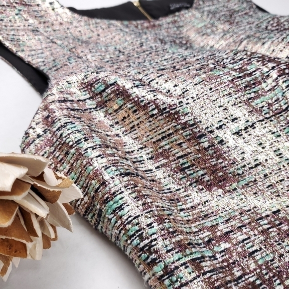 Tahari Arthur Levine Rose Gold Teal Shimmer Dress Sz 6 - Picture 6 of 16